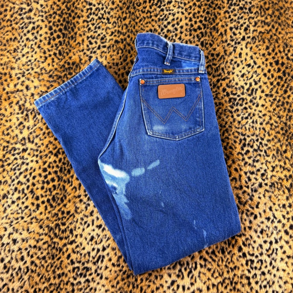 Vintage Wrangler Cowboy Cut 13MWZ Blue Distressed Bleach Jeans 31 x 30